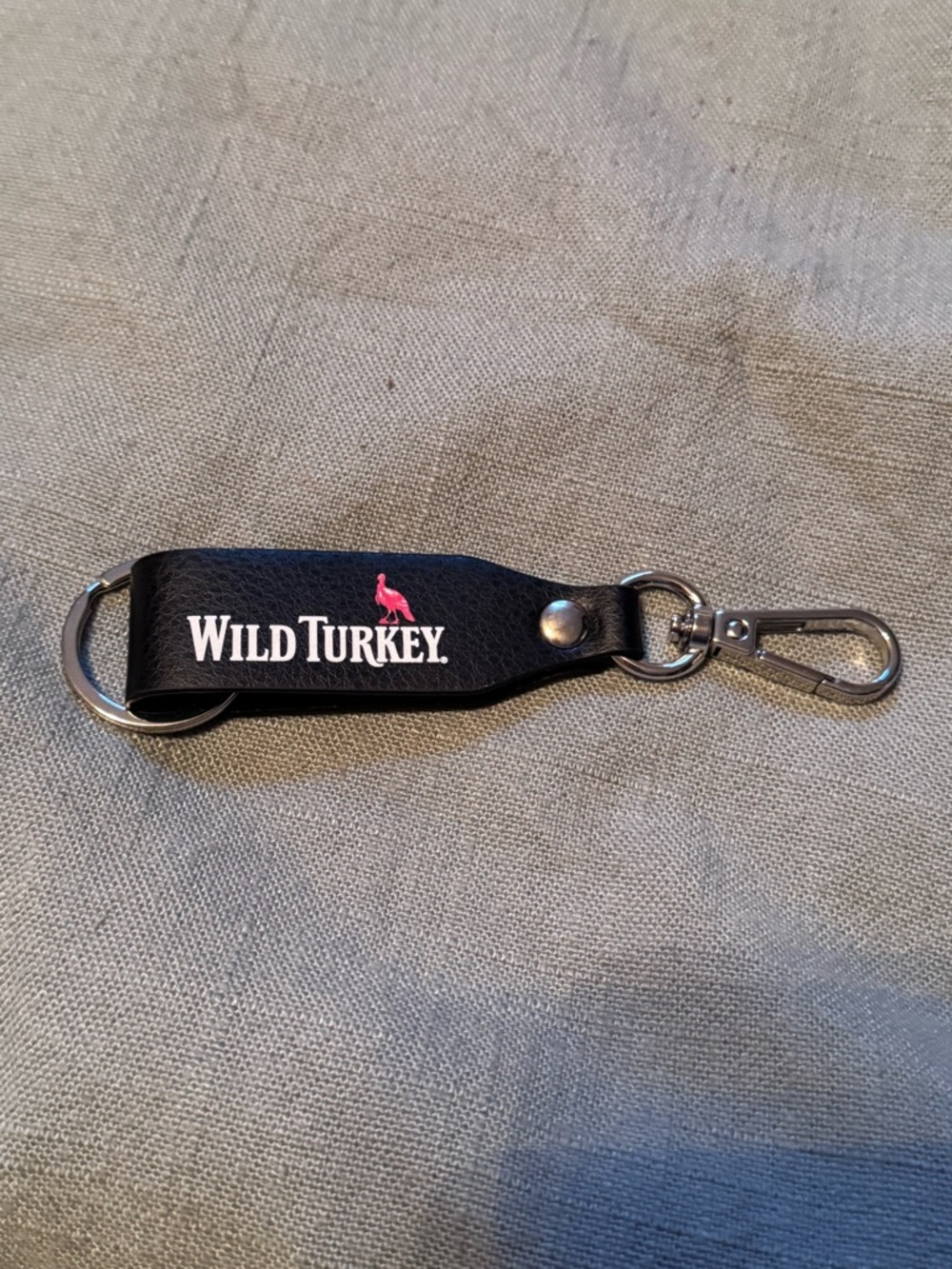 Wild Turkey Black Leather Key Fob with Logo